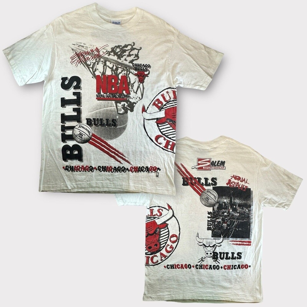 Vintage 90's Chicago Bulls Salem Sportswear Wrap Around Shirt XL Single Stitch